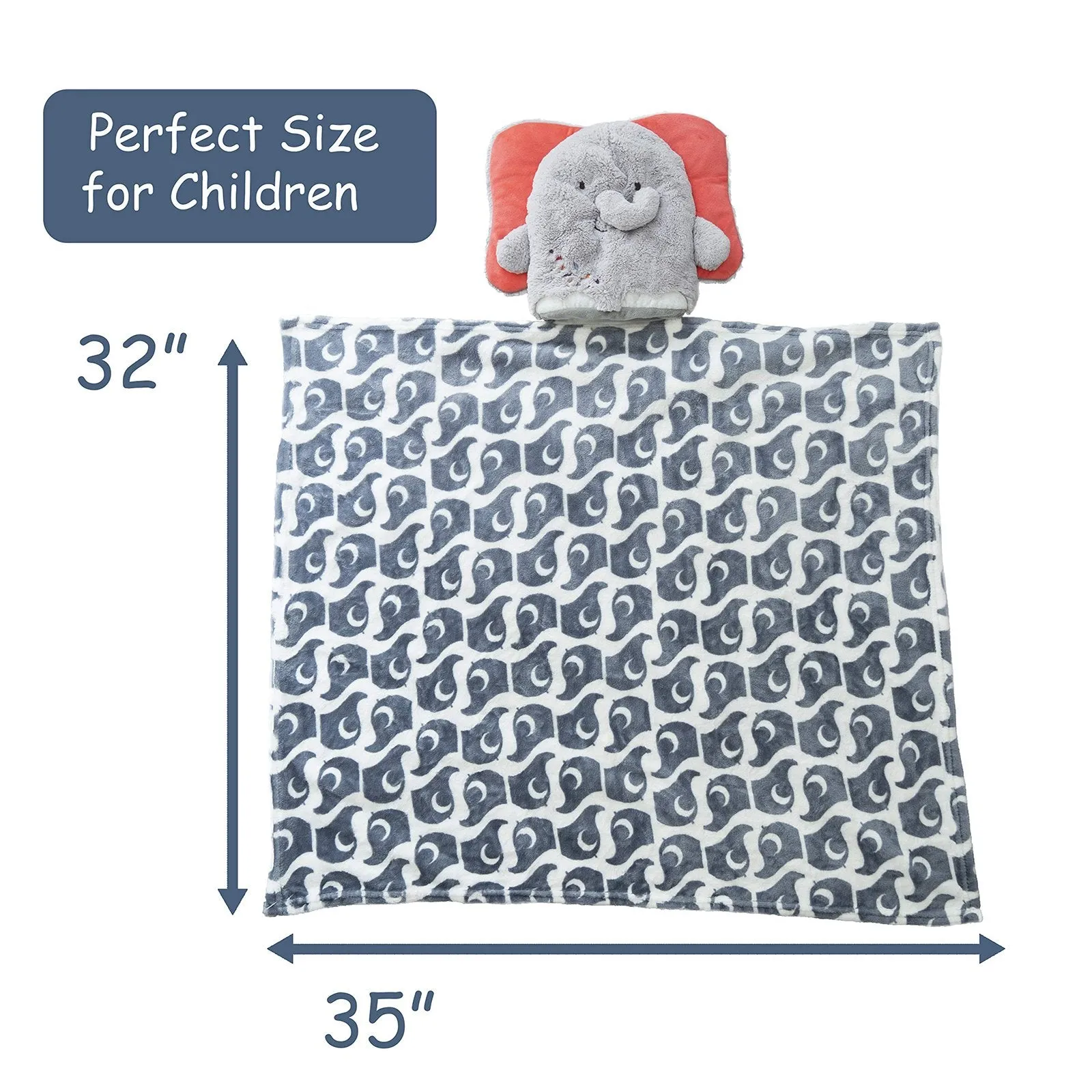 Sleepy Stuffs Elephant 2 In 1 Convertible Plush Blanket