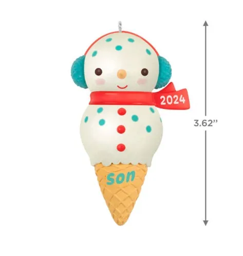 Son Snowman Ice Cream Cone 2024 Ornament