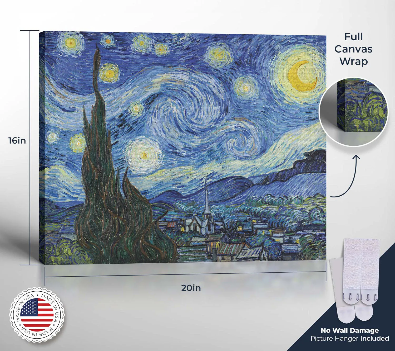 Starry Night Canvas Print, Van Gogh Wall Art, Starry Night Canvas Wall Art, Vincent Van Gogh Wall Art, Ready To Hang for Living Room Home Wall Art, C2436