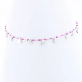 Sterling Silver and Pink Enamel Starry Bracelet