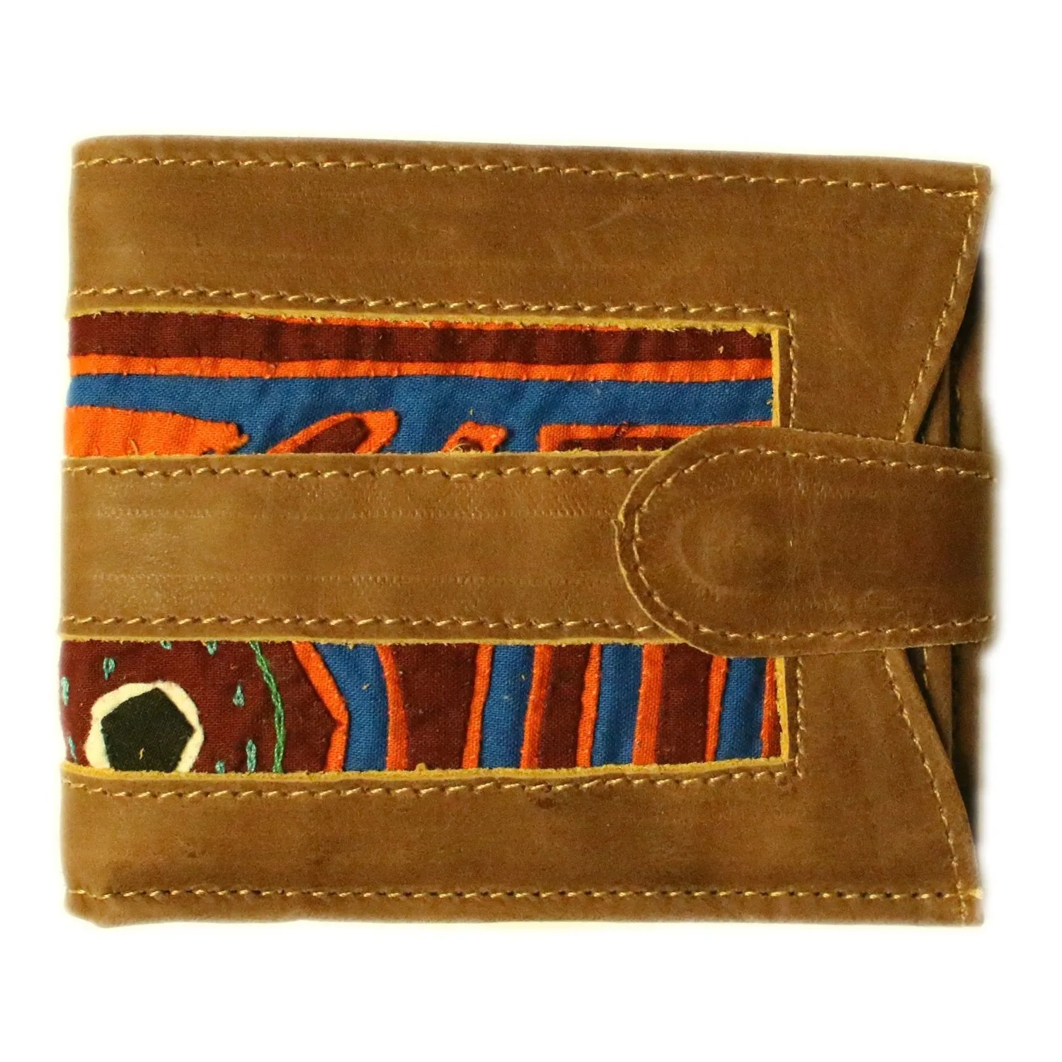Unisex Leather Wallet Mola Decorated