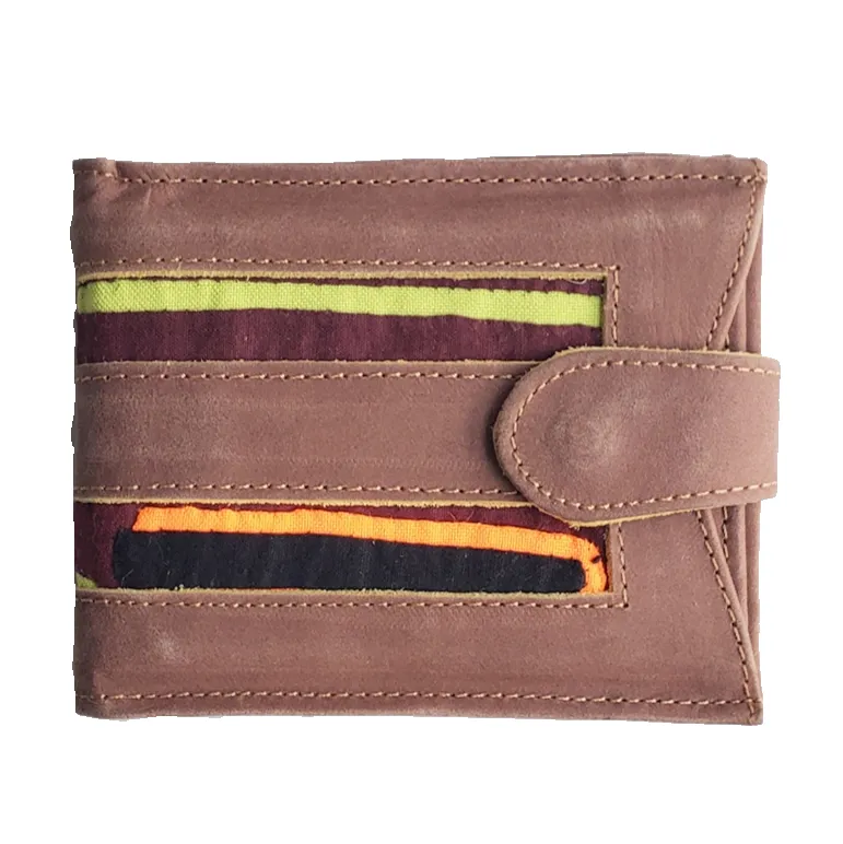 Unisex Leather Wallet Mola Decorated