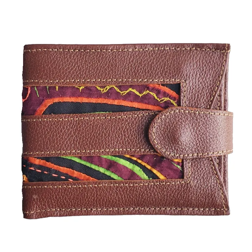 Unisex Leather Wallet Mola Decorated