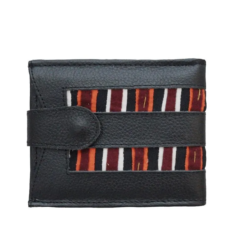 Unisex Leather Wallet Mola Decorated