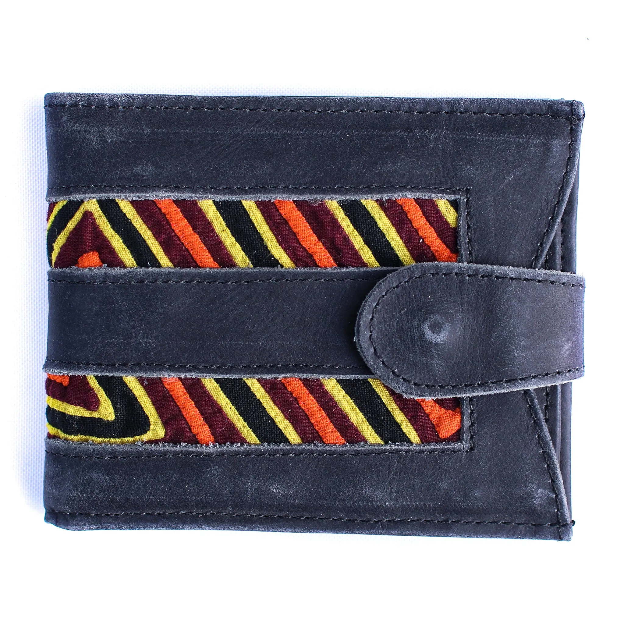 Unisex Leather Wallet Mola Decorated