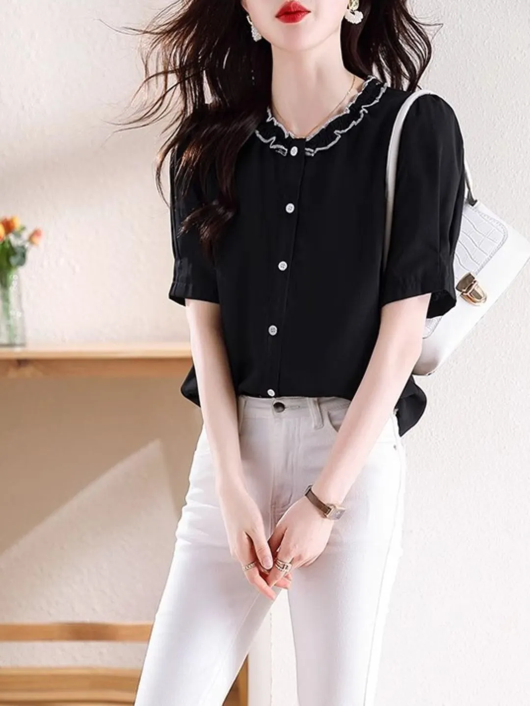Versatile Chiffon Short-sleeved Shirt